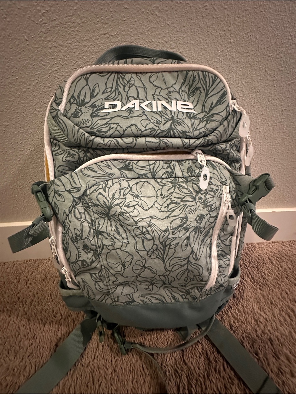 Dakine Floral Print Backpack in Sage teal color